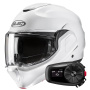 Casque Modulare Apribile HJC F100 Pearl White + Kit Bluetooth 5S Solo