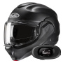 Casque Modulare Apribile HJC F100 Semi Flat Black + Kit bluetooth 5R Lite