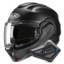 Casque Modulare Apribile HJC F100 Semi Flat Black + Kit Bluetooth BT Mini