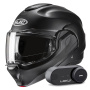 Casque Modulare Apribile HJC F100 Semi Flat Black + Kit Bluetooth Lokui K30