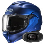 Casque Modulare Apribile HJC F100 Semi Flat Metallic Blue + Kit bluetooth 5R Lite