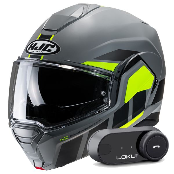Modulare Apribile HJC i100 Beis MC3HSF + Kit Bluetooth Lokui K30