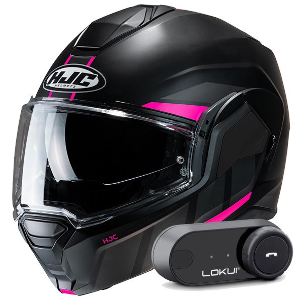 Modulare Apribile HJC i100 Beis MC8SF + Kit Bluetooth Lokui K30