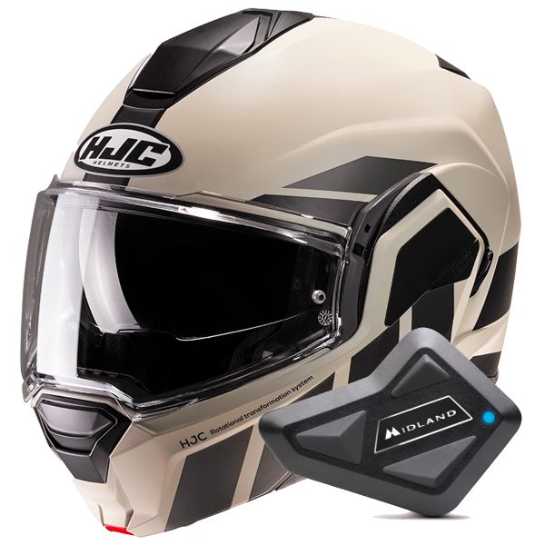 Modulare Apribile HJC i100 Beis MC9SF + Kit Bluetooth BT Mini