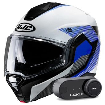 Modulare Apribile HJC i100 Beston MC2 + Kit Bluetooth Lokui K30