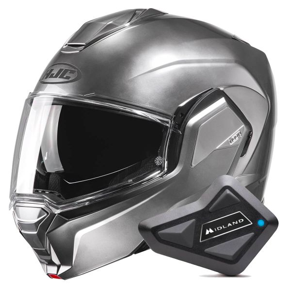 Modulare Apribile HJC i100 Hyper Silver + Kit Bluetooth BT Mini