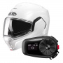 Casque Modulare Apribile HJC i100 Pearl White + Kit Bluetooth 5S Solo
