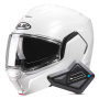 Casque Modulare Apribile HJC i100 Pearl White + Kit Bluetooth BT Mini