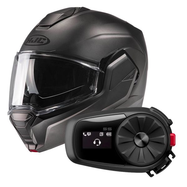 Modulare Apribile HJC i100 Semi Flat Titanium + Kit Bluetooth 5S Solo