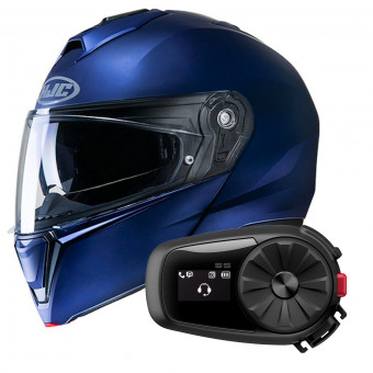 Modulare Apribile HJC I90 Semi Flat Blue + Kit Bluetooth 5S Solo