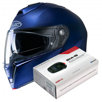 Modulare Apribile HJC I90 Semi Flat Blue + Kit Bluetooth SMH5 Solo