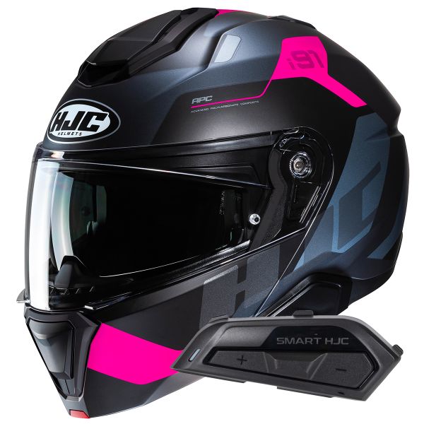 Modulare Apribile HJC i91 Carst MC8SF + Kit Bluetooth Smart 21B Flat Black