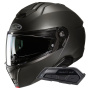 Casque Modulare Apribile HJC i91 Semi Flat Titanium + Kit Bluetooth Smart 21B Flat Black