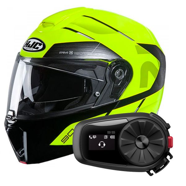 Pack Casco Moto + Kit Bluetooth : HJC RPHA 90 S Bekavo MC3H + Kit Bluetooth  5S Solo | iCasque.it
