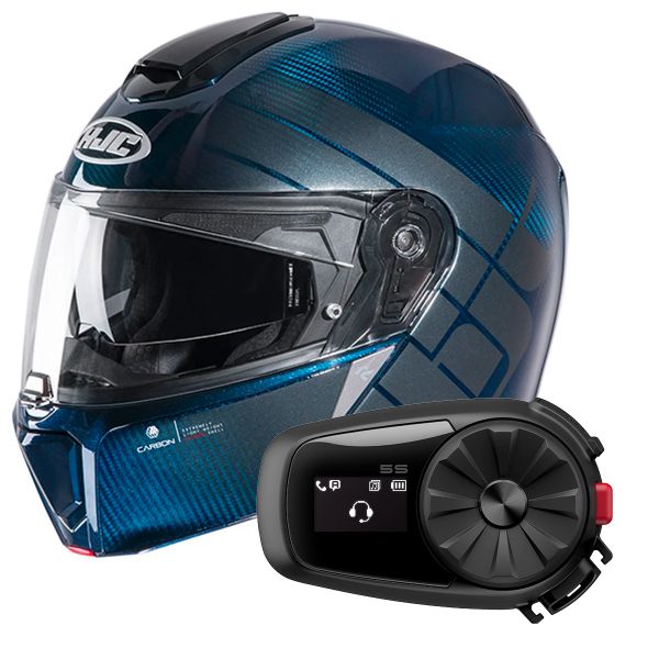 Modulare Apribile HJC RPHA 90 S Carbon Balian MC2 + Kit Bluetooth 5S Solo