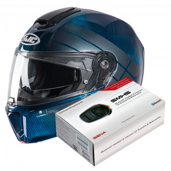Modulare Apribile HJC RPHA 90 S Carbon Balian MC2 + Kit Bluetooth SMH5