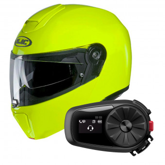 Modulare Apribile HJC RPHA 90 S Fluo Green + Kit Bluetooth 5S Solo