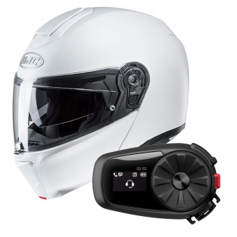 Modulare Apribile HJC RPHA 90 S Pearl White + Kit Bluetooth 5S Solo