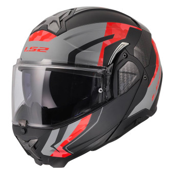 Casque Modulare Apribile LS2 Advant II Glide Black Grey Red FF910