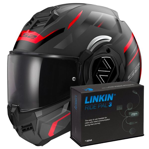 Modulare Apribile LS2 Advant Kuka Matt Black Red FF906 + Linkin Ride Pal III