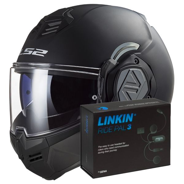 Pack Casco Moto + Kit Bluetooth : LS2 Advant Matt Black FF906 + Linkin Ride  Pal III