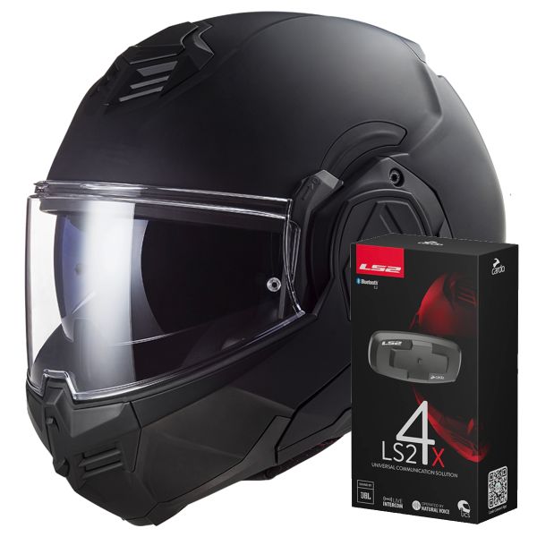 Modulare Apribile LS2 Advant Noir FF906 + Kit Bluetooth 4X Cardo