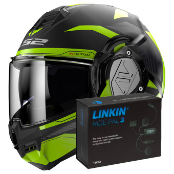 Modulare Apribile LS2 Advant Revo Black H-V Yellow FF906 + Linkin Ride Pal III