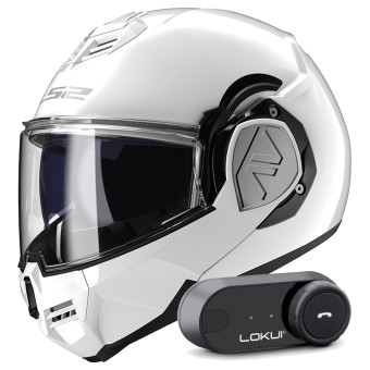Modulare Apribile LS2 Advant White FF906 + Kit Bluetooth Lokui K30