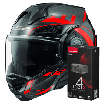Modulare Apribile LS2 Advant X C Future Red FF901 + Kit Bluetooth 4X Cardo
