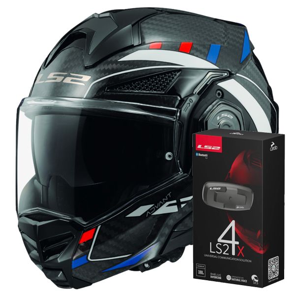 Modulare Apribile LS2 Advant X C Future White Blue FF901 + Kit Bluetooth 4X Cardo