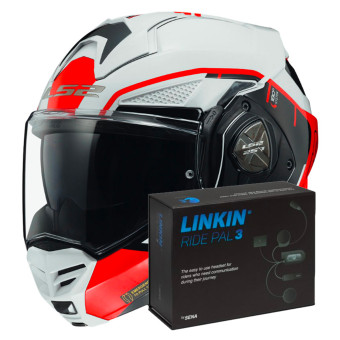 Modulare Apribile LS2 Advant X Metryk White Red FF901 + Linkin Ride Pal III