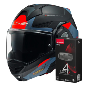 Modulare Apribile LS2 Advant X Oblivion M. Black Blue FF901 + Kit Bluetooth 4X Cardo