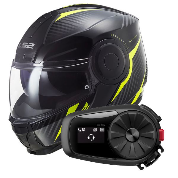 Modulare Apribile LS2 Scope Skid Black H-V Yellow FF902 + Kit Bluetooth 5S Solo