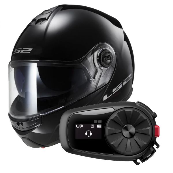 Modulare Apribile LS2 Strobe Black FF325 + Kit Bluetooth 5S Solo