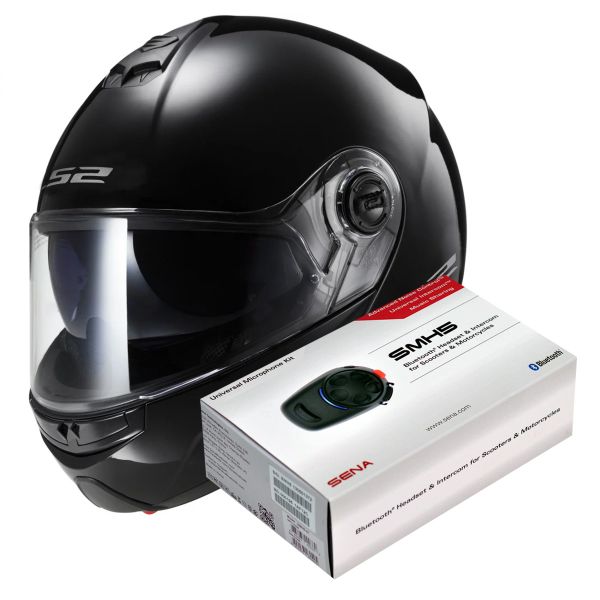 Modulare Apribile LS2 Strobe Black FF325 + Kit Bluetooth Sena SMH5