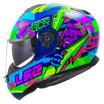 Casque Modulare Apribile LS2 Strobo II Svent Blu Verde FF908 Casque Modulare Apribile LS2 Strobo II Svent Blu Verde FF908