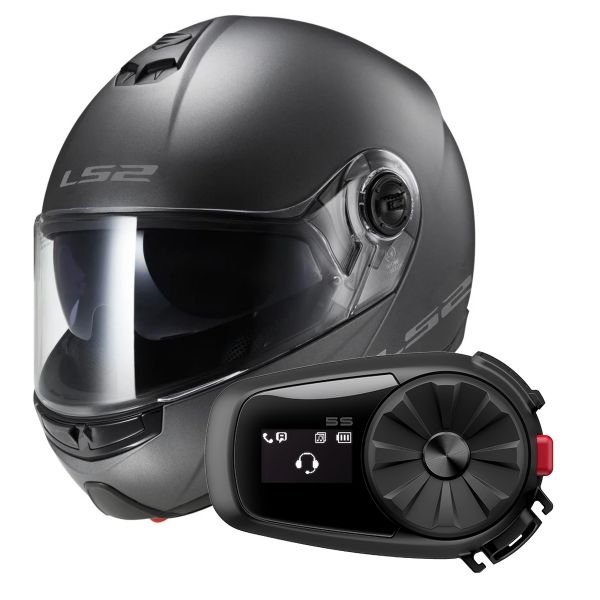 Modulare Apribile LS2 Strobe Matt Titanium FF325 + Kit Bluetooth 5S Solo