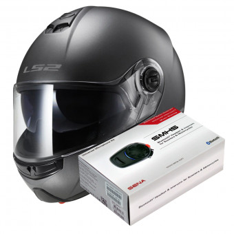 Modulare Apribile LS2 Strobe Matt Titanium FF325 + Kit Bluetooth Sena SMH5