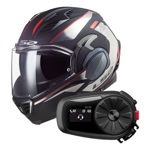 Modulare Apribile LS2 Valiant II Hub Black Chrome FF900 + Kit Bluetooth 5S Solo