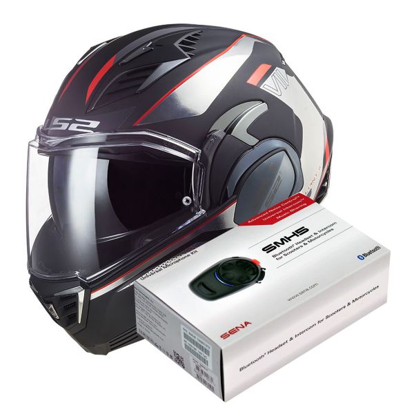 Pack Casco Moto + Kit Bluetooth : LS2 Valiant II Hub Black Chrome FF900 +  Kit Bluetooth SMH5 Solo | iCasque.it