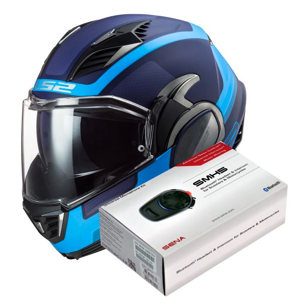 Modulare Apribile LS2 Valiant II Orbit Matt Blue FF900 + Kit Bluetooth SMH5 Solo