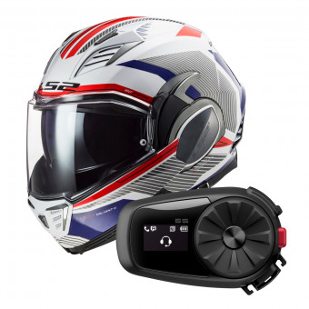 Modulare Apribile LS2 Valiant II Revo White Red Blue FF900 + Kit Bluetooth 5S Solo