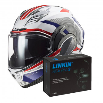 Modulare Apribile LS2 Valiant II Revo White Red Blue FF900 + Linkin Ride Pal III