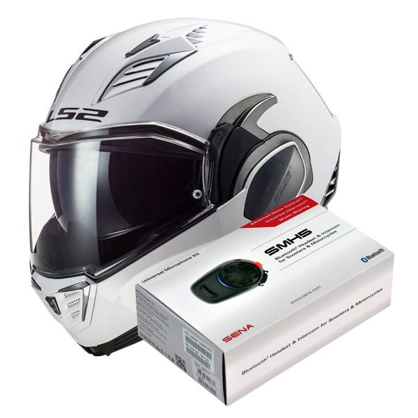 Modulare Apribile LS2 Valiant II White FF900 + Kit Bluetooth SMH5 Solo