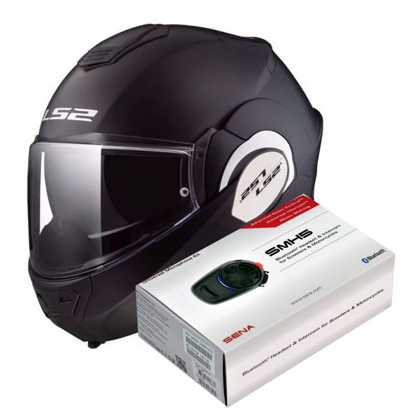 Modulare Apribile LS2 Valiant Solid Matt Black FF399 + Kit Bluetooth SMH5 Solo