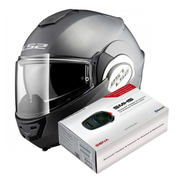 Modulare Apribile LS2 Valiant Solid Matt Titanium FF399 + Kit Bluetooth SMH5 Solo