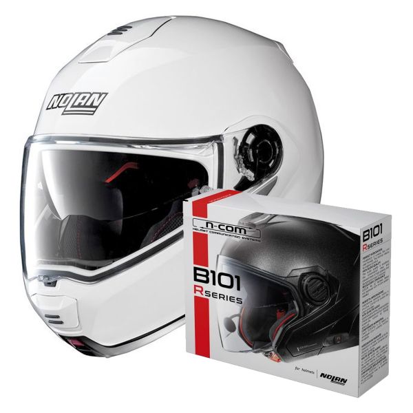 Modulare Apribile Nolan N100 5 Classic N-Com Metal White 5 + Kit Bluetooth B101R