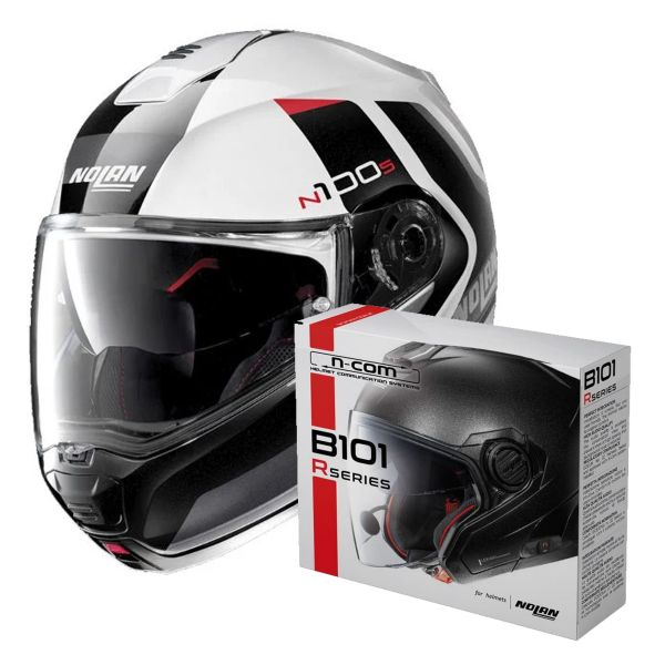 Modulare Apribile Nolan N100 5 Hilltop N-Com White Black 48 + Kit Bluetooth B101R