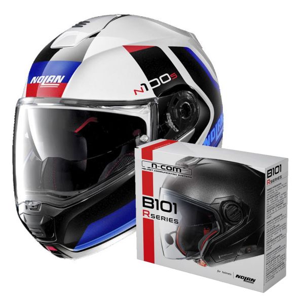 Modulare Apribile Nolan N100 5 Hilltop N-Com White Blue 49 + Kit Bluetooth B101R