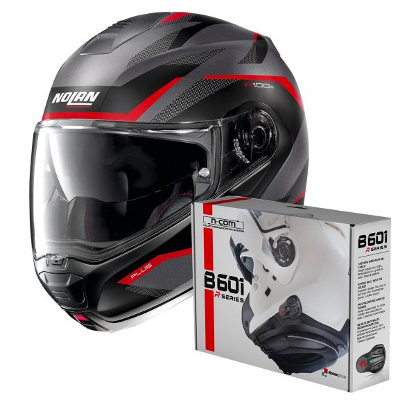 Modulare Apribile Nolan N100 5 Plus Overland N-Com Flat Red 32 + Kit Bluetooth B601R